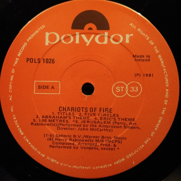 Vangelis ‎– Chariots Of Fire