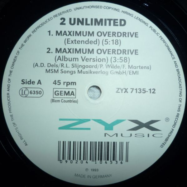 2 Unlimited ‎– Maximum Overdrive